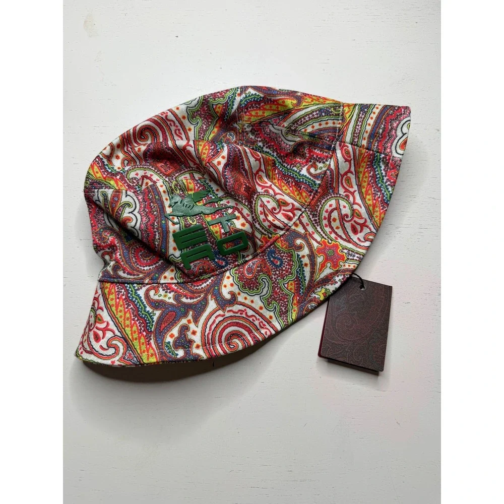 ETRO Bucket Hat Multicolor Paisley Pegasus Logo The Magic Presence Unisex L NEW